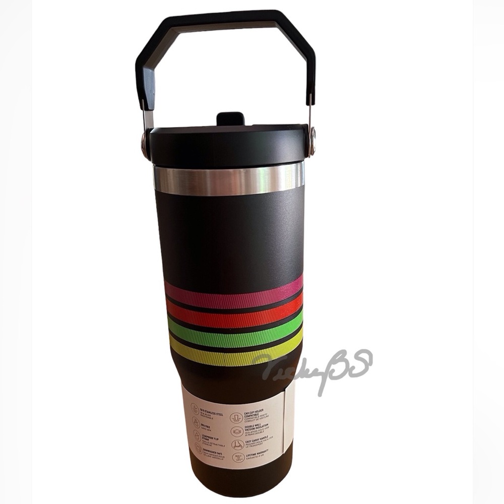 Stanley Ice Flow Flip Straw Neon Multi Mesh Stripe 30 oz - Picture 5 of 8